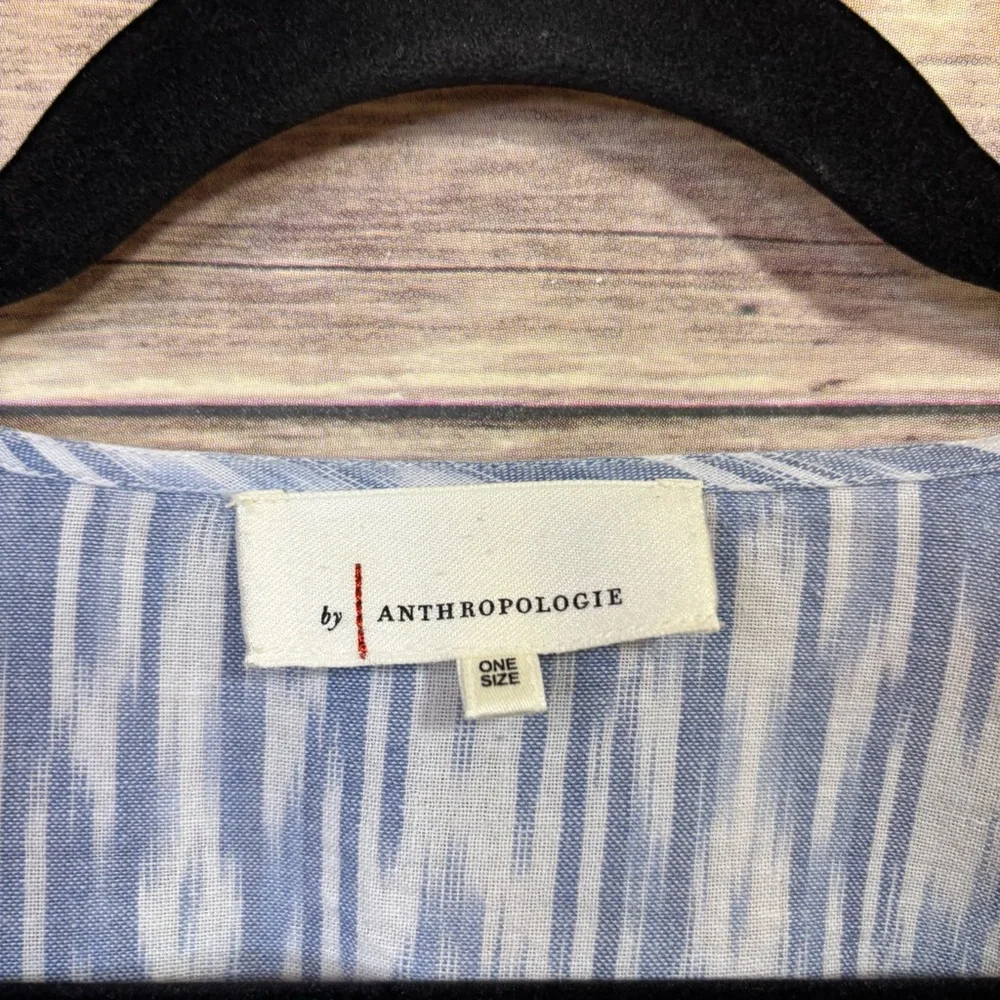 Anthropologie Cotton Cardigan Blue White Ikat Print One Size
